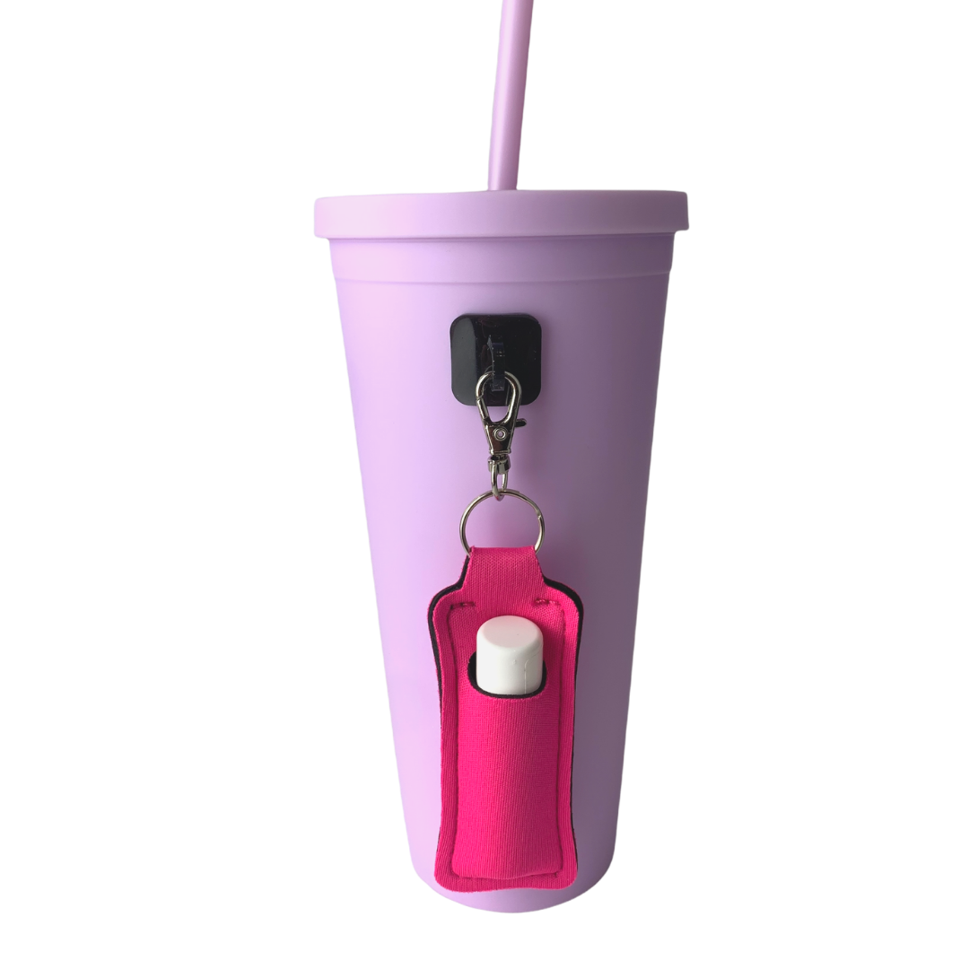 Hot Pink Chapstick Holder Water Bottle Accessory 