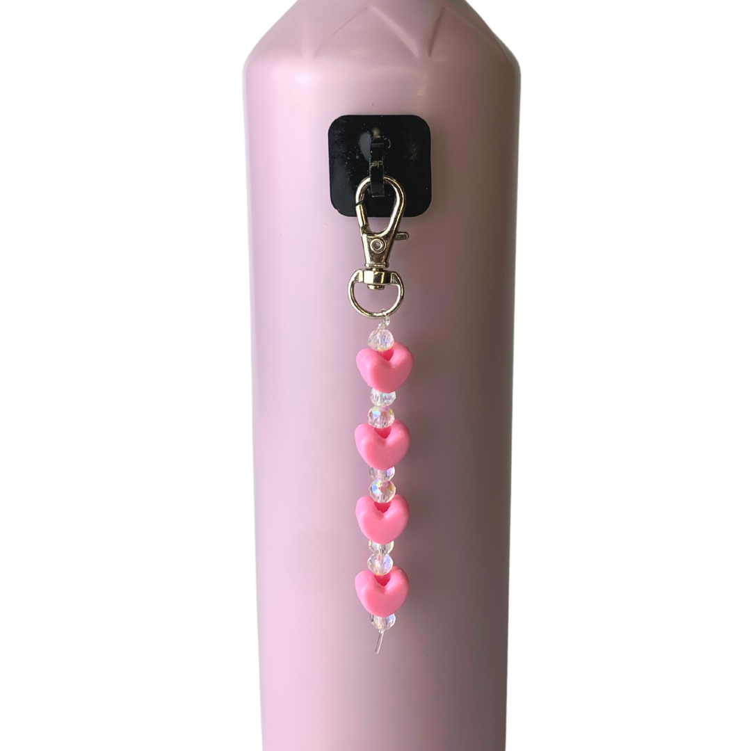 pink heart bead charms water bottle accessories