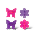 Variety 4 Pack - Pink & Purple Glitter Butterfly & Flower Stick-On Hooks